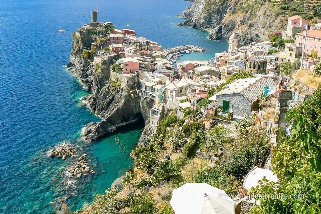 Corniglia on its headland high above the sea